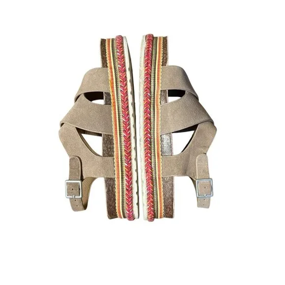 MUKLUKS Suede Strappy Platform Sandals Colorful Sole Womens Size 40 (9.5)  Adjus - Picture 7 of 10